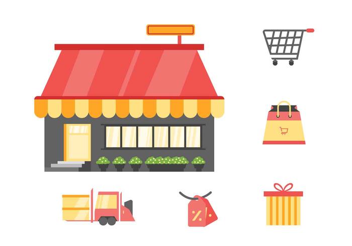 Free Unique Supermarket Cart Vectors