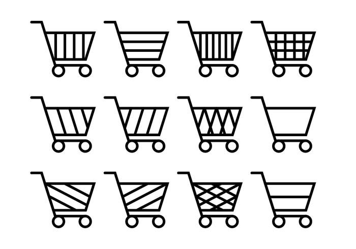Supermarket Cart Icon Set vector