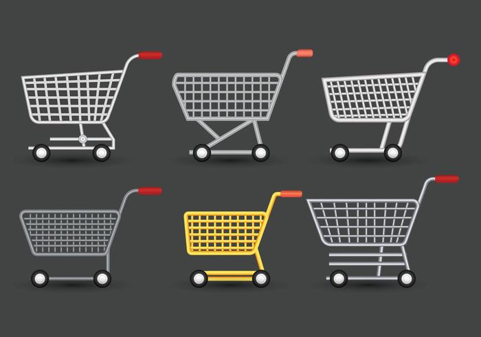 Supermarket cart vector set