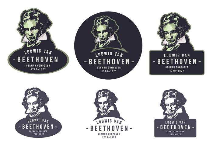 Logotipo del emblema del vintage de Beethoven vector