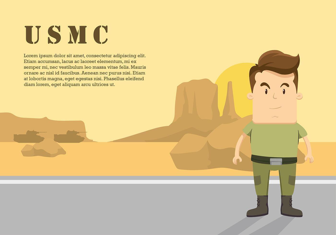 USMC Cartoon Character Free Vector