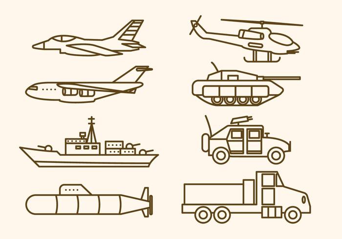 Vectores planos de armas militares