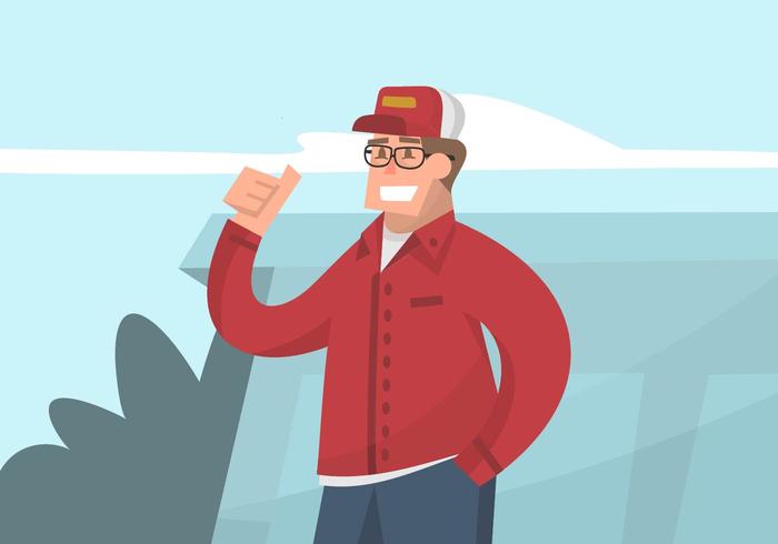 Guy in a Trucker Hat Illustration vector