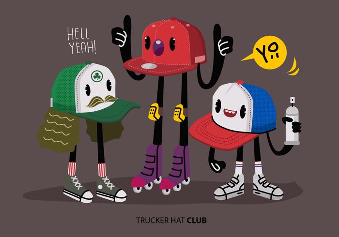 Urban Funny Character Trucker Hat Vector Illustration