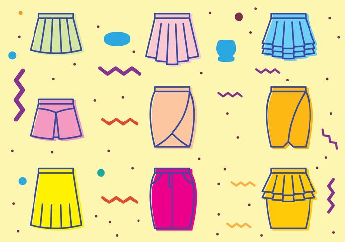 Retro Skirt Icons vector