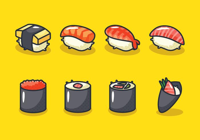 Conjunto de iconos de sushi vector