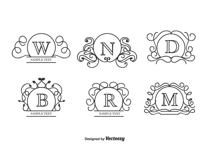 Curly Monograms Vector Set