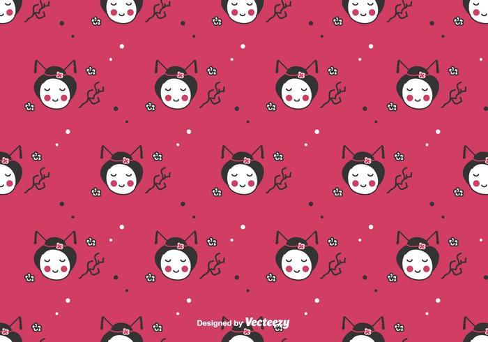 Doodle Geisha Vector Background