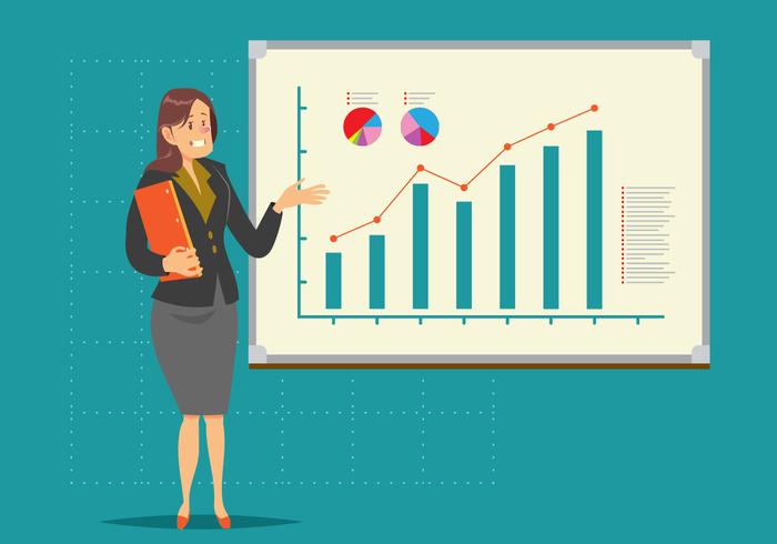 Business Woman Presentation Vector 