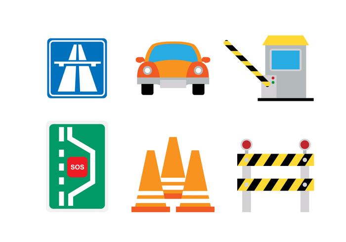 Flat Toll Icon Set vector