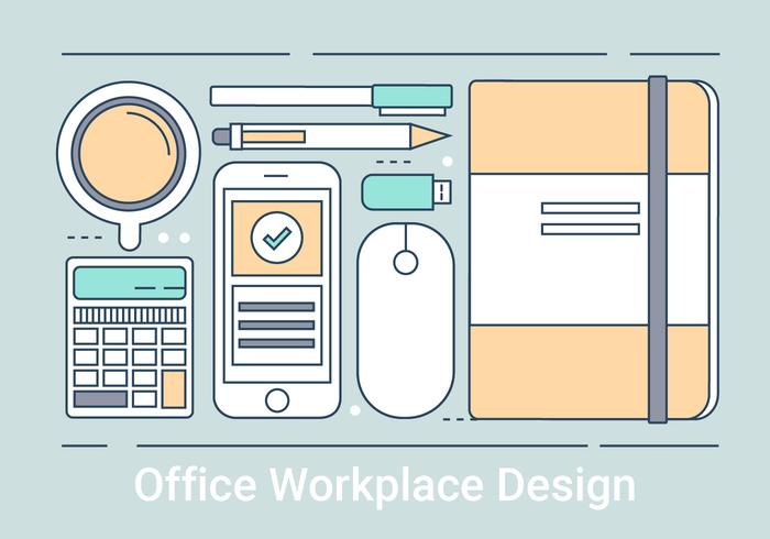 Free Linear elementos de trabajo de oficina de vectores