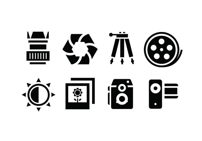 Camera accessory icons vector