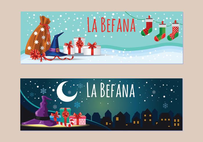 Bandera de Befana. Tradición Italiana de Navidad vector