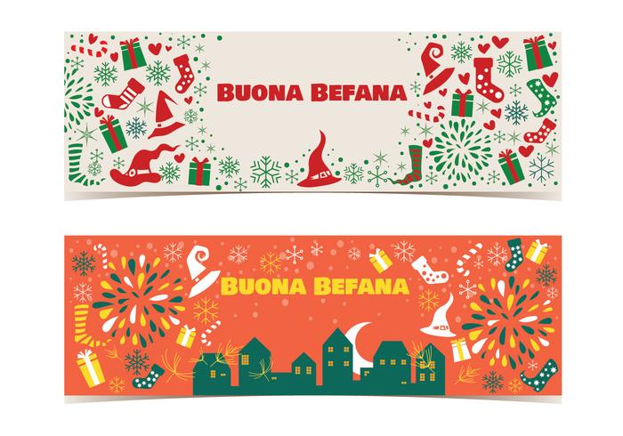 Bandera de Befana. Tradición Italiana de Navidad vector