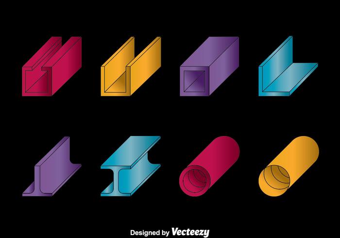 Colored Steel Girder On Black Vectors