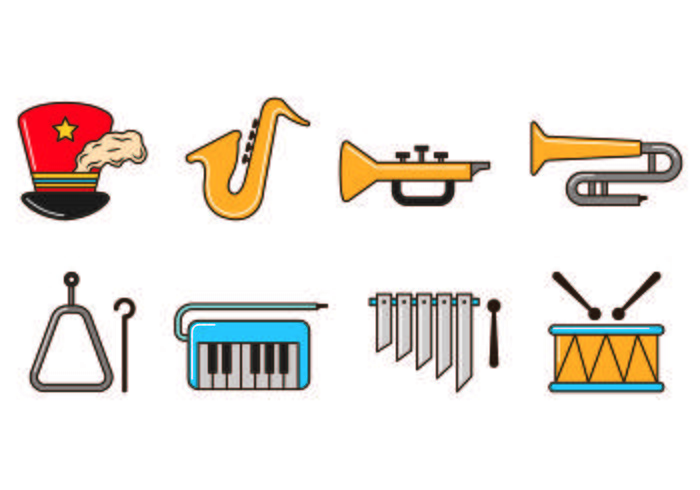 Set Of Marching Band Icons vector