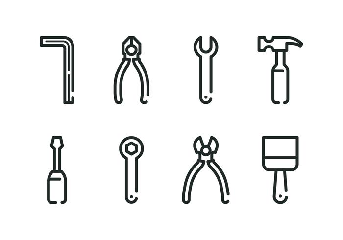 Allen Key And Tools Icon Set vector