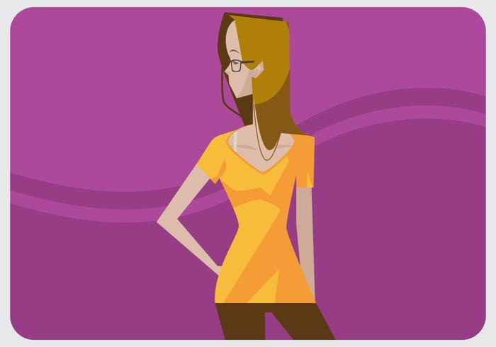 Cute Glasses Girl With V-Neck Vector