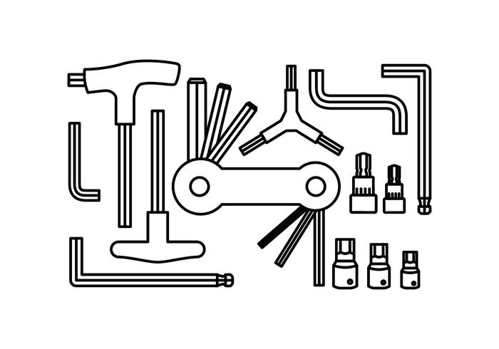 Free Allen Key Collection Line Icon Vector