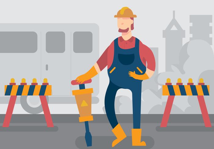 Tradesman Working In City Vector 