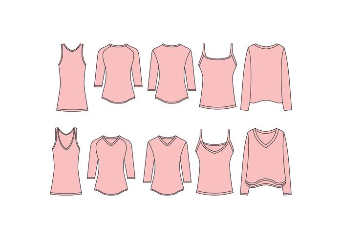 Free Women V Neck Shirt Template Vector