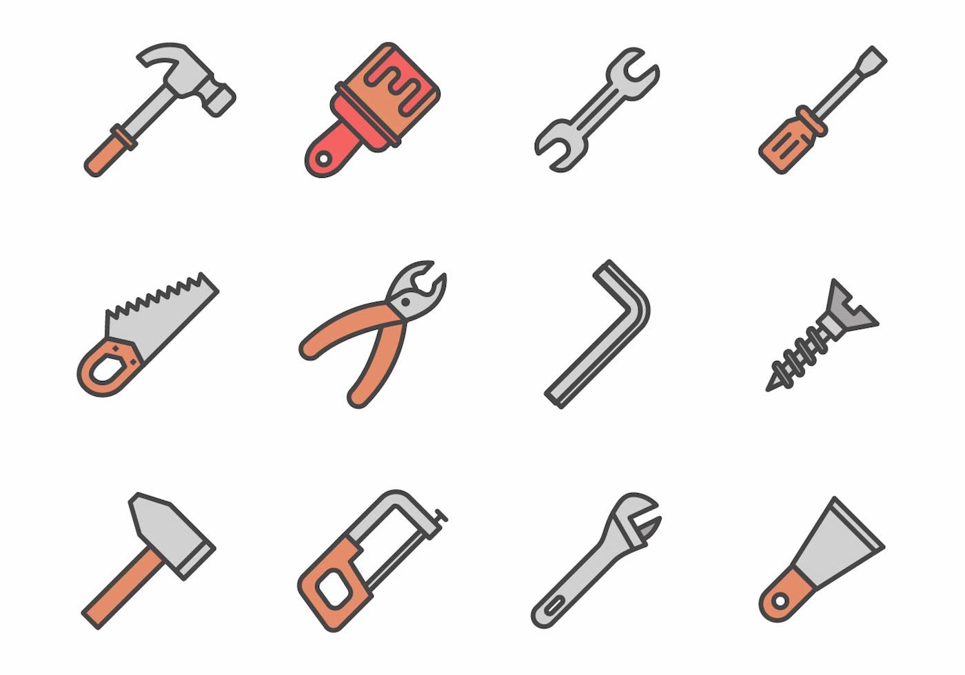 Значки строительных инструментов