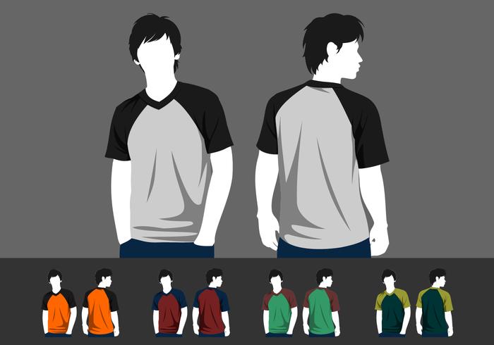 V-Neck Raglan Template Model Free Vector