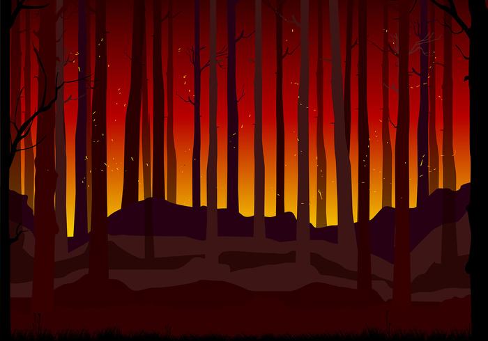 Burning Forest Background Free Vector