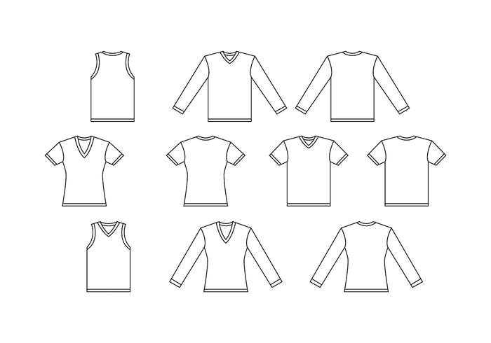 Free V Neck White  Shirt Template Vector