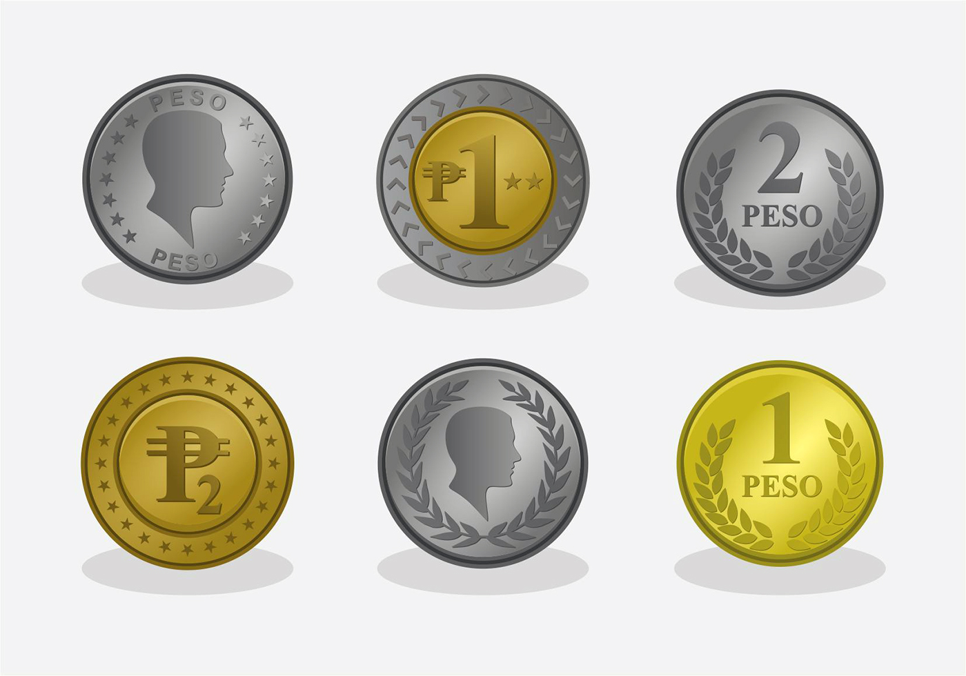 Coin of Peso Vector Set 154864 Vector Art at Vecteezy