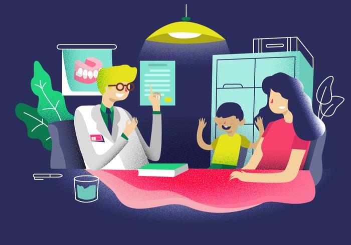 Pediatrician Consulting At Clinic Vector Illustration