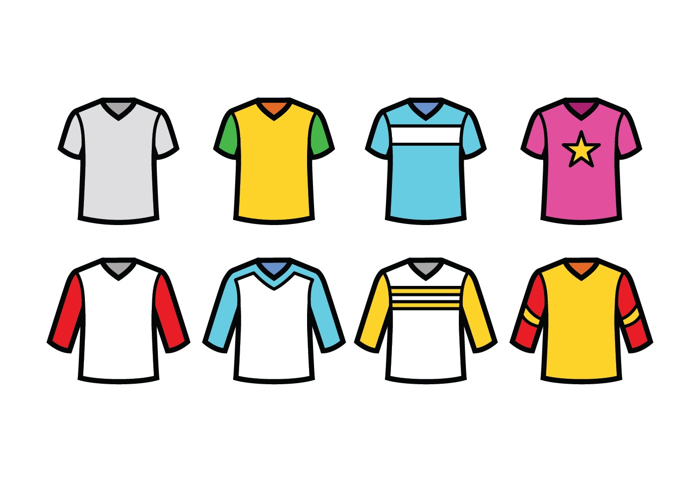 Download V-neck Tshirt Vector Pack 154887 Vector Art at Vecteezy