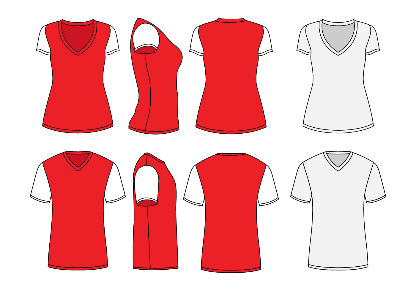 Blank V Neck T Shirt Template