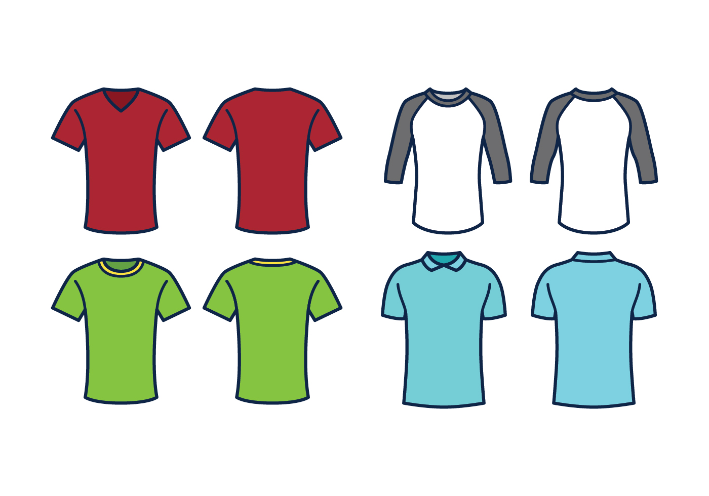 Download T-shirt Template Vector Set - Download Free Vectors ...