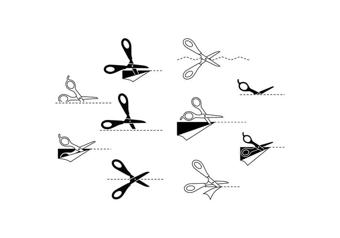 Free Scissors Icon With Cutting Line Vector