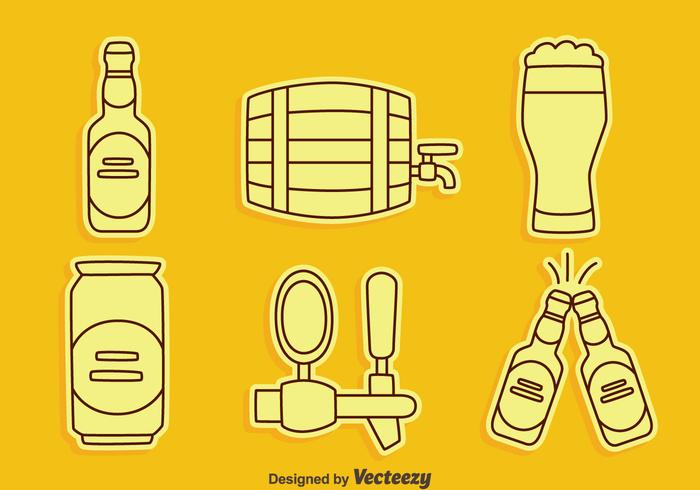 Beer Element Line Icons Vectors