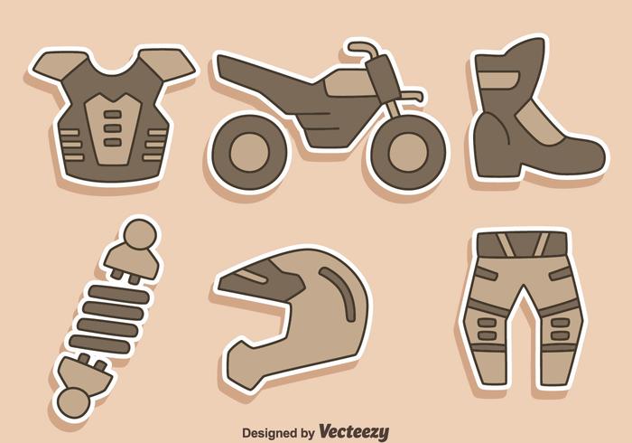 Motorcross Element Icons Vector