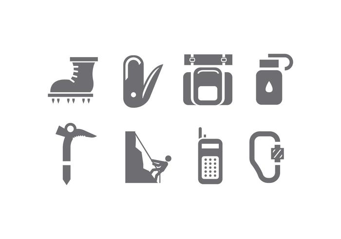 Alpinist tools icon vector