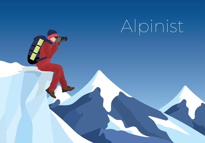 Alpinist At The Peak Free Vector