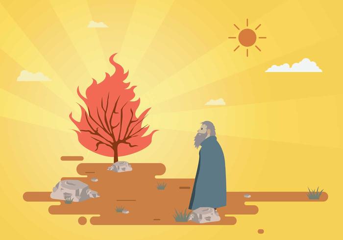 Free Moses And Burning Bush Illustration vector