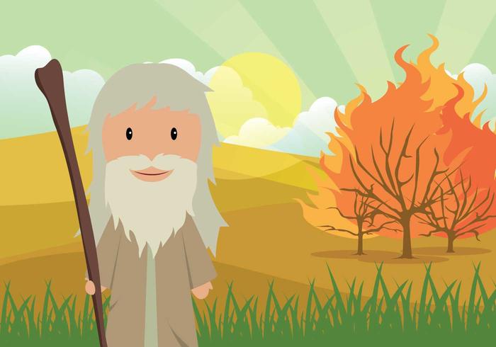 Free Moses And The Burning Bush With Desert Landscape Illustration vector