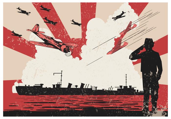 Kamikaze Bombers Over Ship Vector Kamikaze Bombers Over Ship Vector