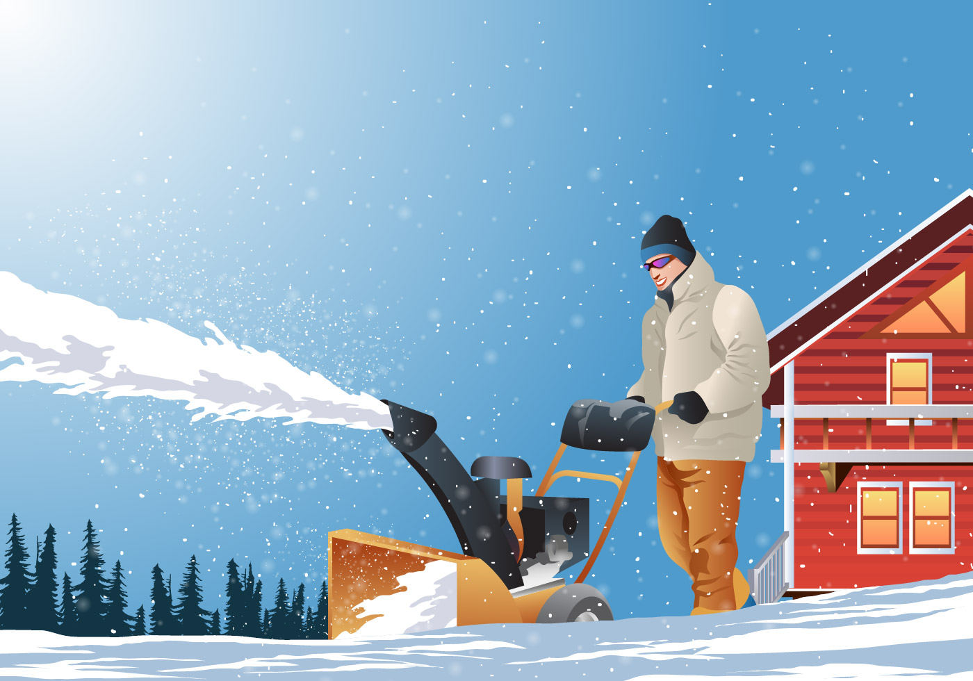 Download A Man Cleans Snow From Sidewalks With Snowblower 155016 ...