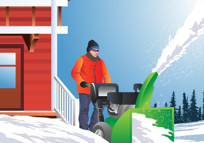 Man Using Snowblower vector