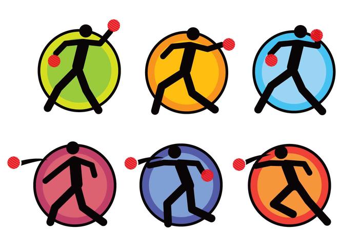 Dodge ball pictogram icon set vector