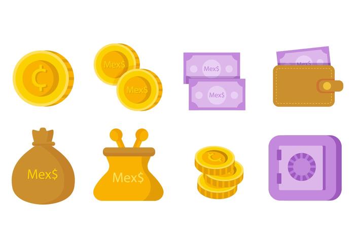 Free Mexican Peso Money Icons Vector