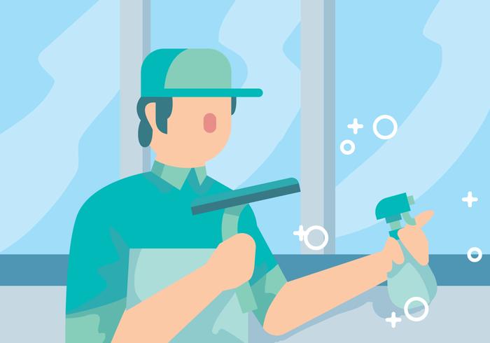 Window Cleaning Tradesman Vector