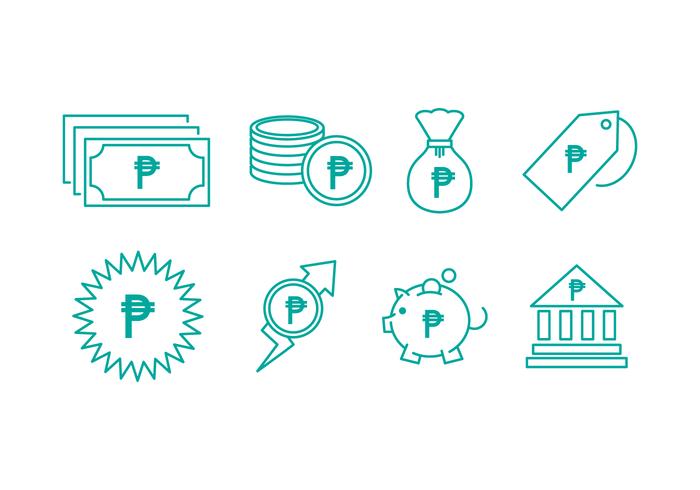 Peso Currency Line Icons vector