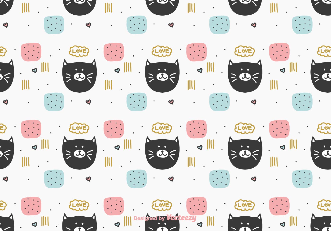Download Pretty Cat Pattern Vector - Download Free Vectors, Clipart Graphics & Vector Art
