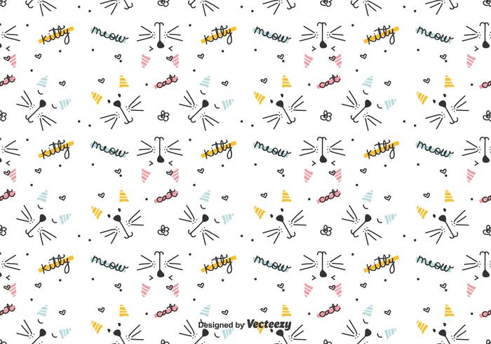 Graphical Cats Vector Pattern